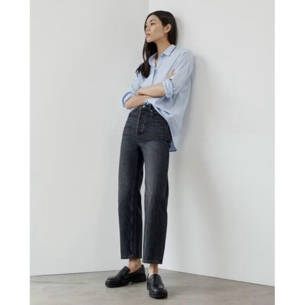 NWT EVERLANE $118 WAY HIGH JEANS - WASHED BLACK - SIZE 23 WAIST / 29 INSEAM